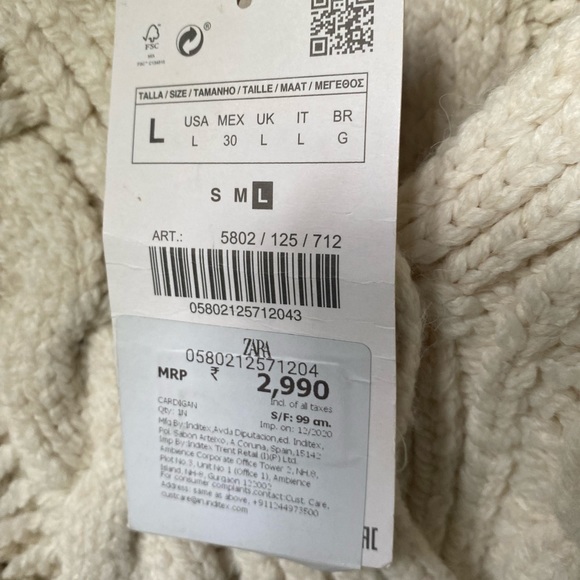 NWT Zara Cable Knit Chunky Sweater - Picture 6 of 9